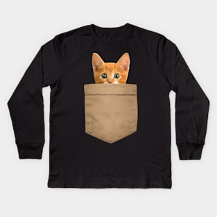 Orange Cat Kitty In My Your Pocket Kids Long Sleeve T-Shirt